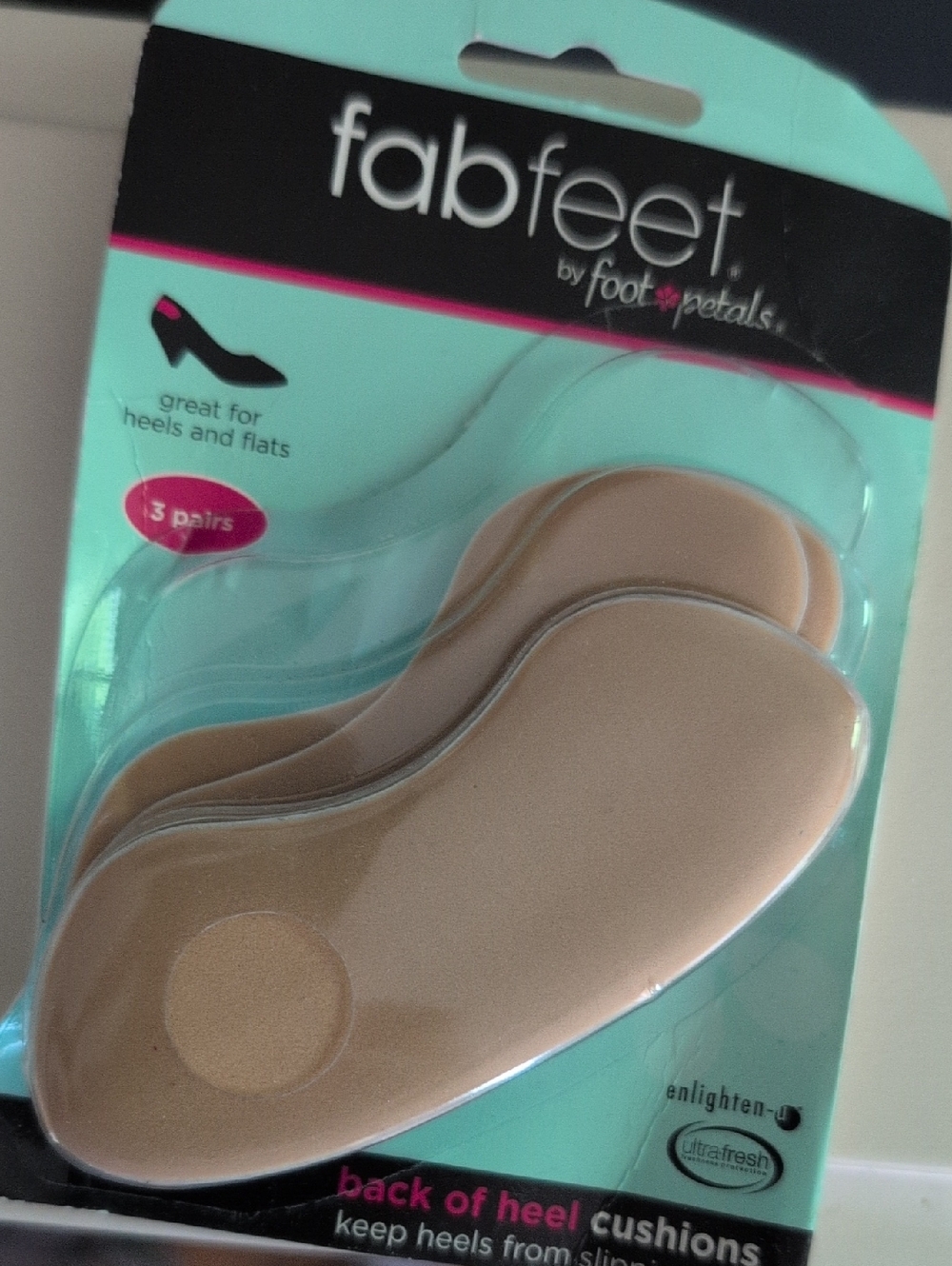 NEW FabFeet Foot Petals Heel Pads For Shoes, 3 Pairs